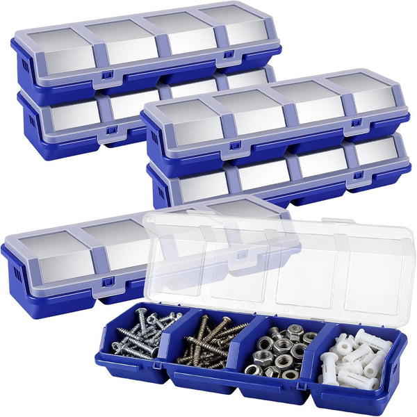 YUENPUN 6 Pcs Screw Organizer Box with Lid, 4 Divider Compartments Tool Bin,