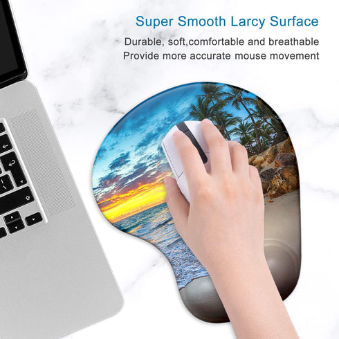 ITNRSIIET 9.5 8 inches, Ergonomic Mouse Pad with Gel Wrist Support Wrist Rest Smooth Surface Non-Slip PU Base