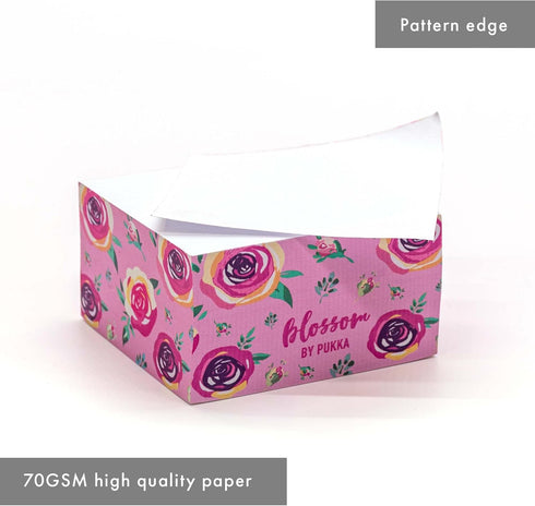 Pukka Pad Blossom Memo Block - 3-Pack, 500 Sheets of White 70GSM Note Paper, 3.15 x 3.15 Inches