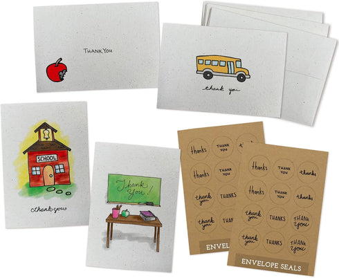 Sugartown Greetings School Thank You Cards - 24 Note Cards & Envelopes with Kraft