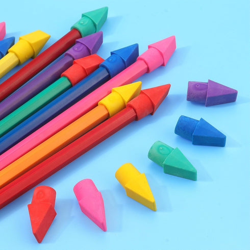 Tamaki 60 Pack Pencil Top Erasers, Cap Erasers, 6 Colors, Toppers Eraser for Kids