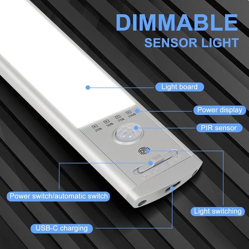 CPFLITA 4Pack 3 Counter Kitchen,Dimmable Closet 76 Under Cabinet Lighting, Motion Sensor Light Indoor with Color Temps