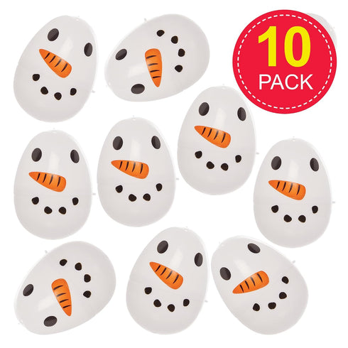 FX626 Pack 10, Baker Ross Snowman Plastic Eggs - of Christmas Party Bag Fillers for Kids