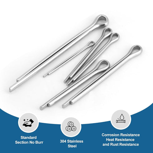 202 Pcs Hardware Pins Assortment Kit, 304 Stainless Steel Hairpin & R Clips, Retaining Fasteners, Cotter Pins