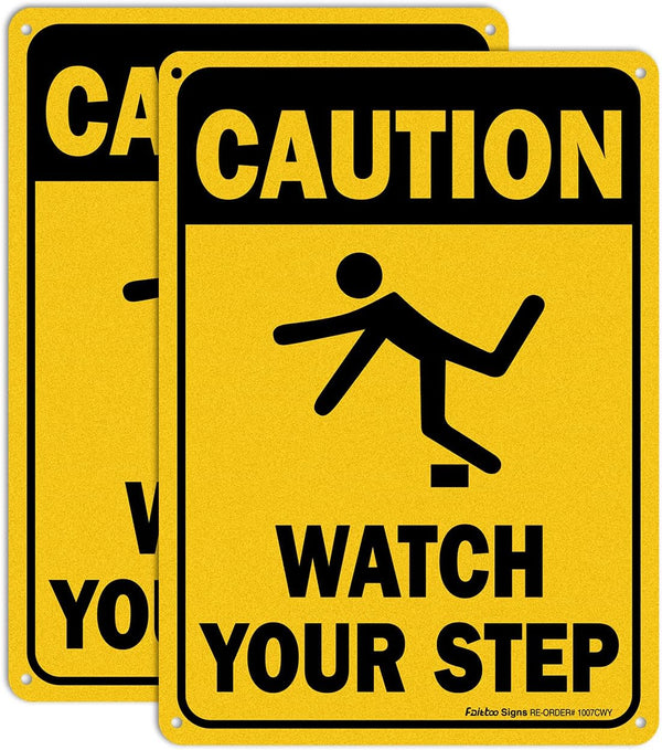 Caution Watch Your Step Sign, Safety Sign, 10 x 7 Inches, Rust Free Aluminum, UV Protected, Waterproof