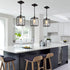 Farmhouse Pendant Light,Black Metal Frame Hanging Light Fixture with Clear Glass Shade Chandelier, Adjustable Chains
