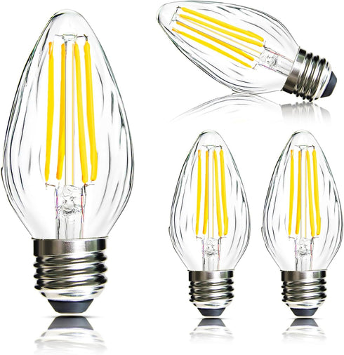 ROMANJOY F15 Dimmable LED Light Bulbs, 8W Equivalent to 80W, 2700K Warm White, E26 Vintage Bulb, 4-Pack