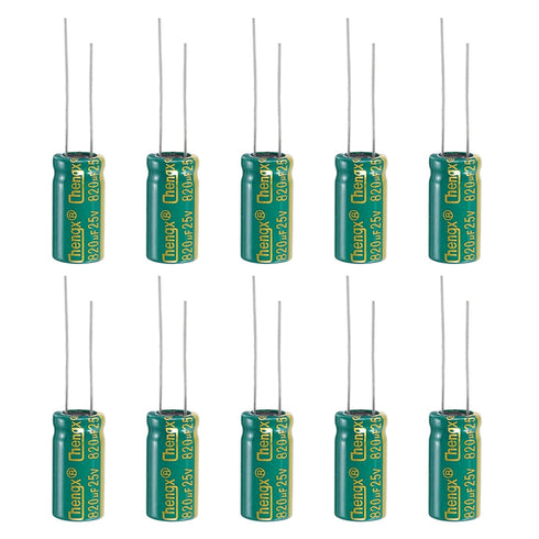 PATIKIL 25V 820uF Electrolytic Capacitors, 10Pcs 10x20mm Aluminum High Frequency Capacitors for TV, LCD Monitor