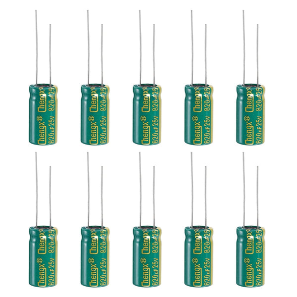 PATIKIL 25V 820uF Electrolytic Capacitors, 10Pcs 10x20mm Aluminum High Frequency Capacitors for TV, LCD Monitor