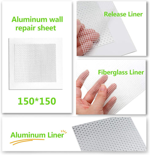 7pcs Drywall Repair Patch Kit, 6" x 6" Self Adhesive Aluminum Wall Repair Patch