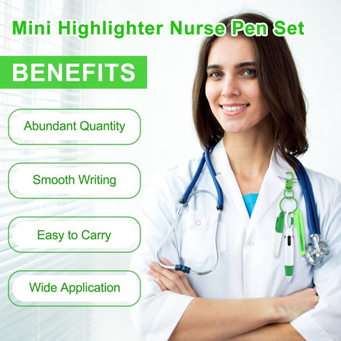 WXJ13 24 Pieces Mini Highlighter Nurse Pen Pack, 6 Tip Highlighter, 6 Retractable Ball Pen, 6 Permanent Marker,