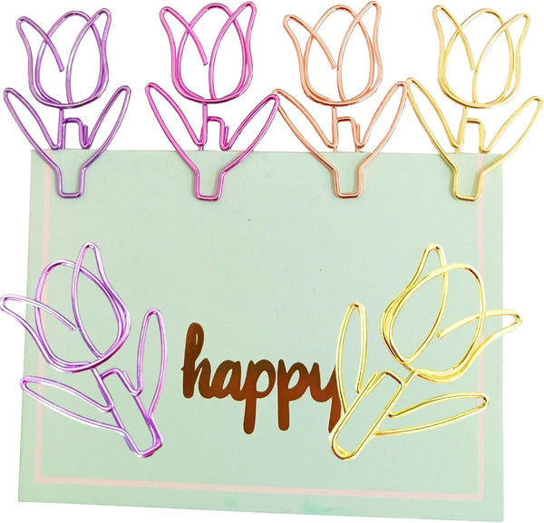 Cute Paper Clips, Colorful Metal Flower Shaped, 20 Pcs with Box, Ideal for School, Party, Wedding