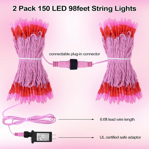 98ft 2 Pack 150 Count Bulbs 150 Count 2 Pack) ILLUMINEW Christmas Lights - Connectable Waterproof Led Fairy Lights