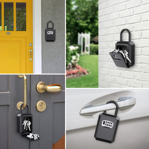 ORIA Upgraded Key Lock Box, 4 Digit Combination Lock Box with Shackle, Wall Mounted Weatherproof Key Safe