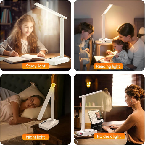 1 1 2 LAOPAO Desk Lamp with USB Charging Port: Power Strip with Surge Protection - Type-C, USB-A Charging Port, AC