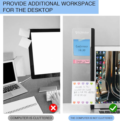 edooi 3pcs Office Desk Accessories Multifunction Computer Monitor Memo Board - Transparent Computer Side Panel Memo