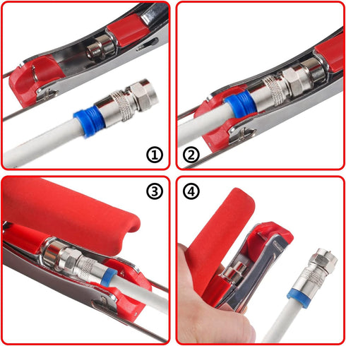 Coax Cable Crimper Kit Tool for RG6 RG59, Compression Tool Fitting Wire Stripper with 20pcs F Connectors