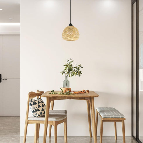 7.67 Inch UPKOCH Woven Bamboo Lamp Shade Pendant Light Cover Rustic Rattan Ceiling Lamp Shade for Home Bedroom