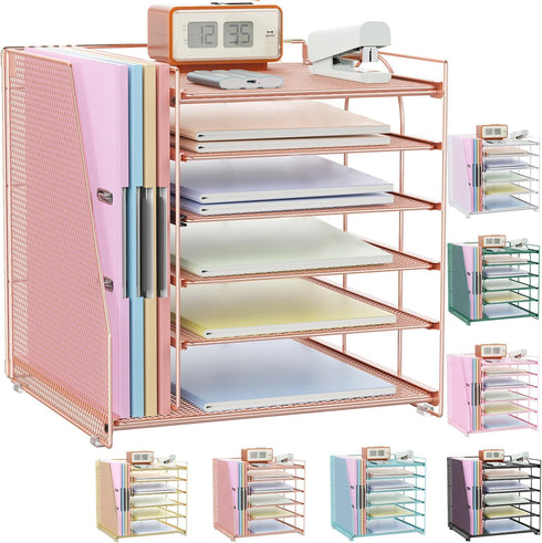 gianotter Desk Organizers and Accessories, 6-Tier Paper Organizer with Magazine Rack, File Organizer for Office Desk