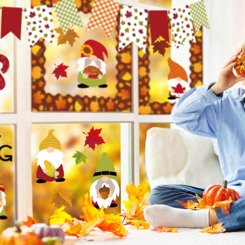 Whaline 66 Pcs Fall Bulletin Board Kit, Happy Thanksgiving Set with Gnome Maple Leaves Decoration for Classroom Decor