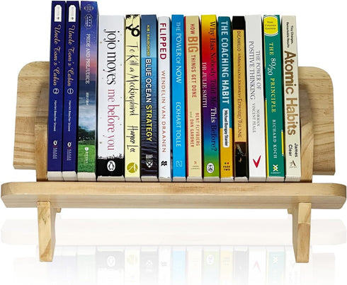 Generic (1, Couch-Style Desktop Bookshelf Organizer - Natural Wood Desk Top Bookshelf for Books, CDs, Magazines