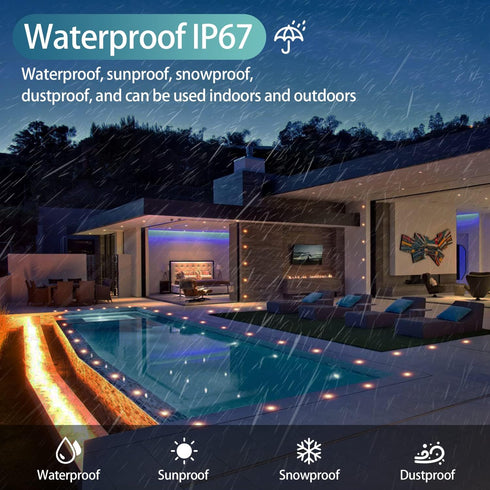 HIBOITEC Recessed LED Deck Light Kits, 1-Pack IP67 Waterproof Outdoor Spotlights for Garden, Stairs, Wooden Deck Ceiling