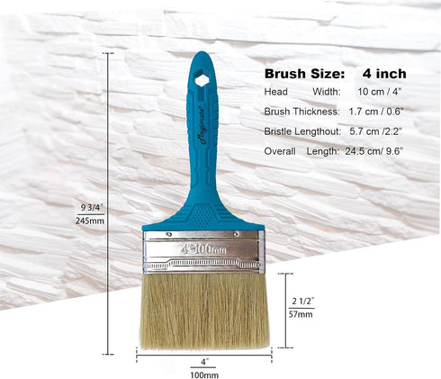 4-inch Stain Brush - Chip Brush Wide Flat Bristle Paint Brush for Painting Walls, Cabinets, Touch-ups, and Dust Cleaning