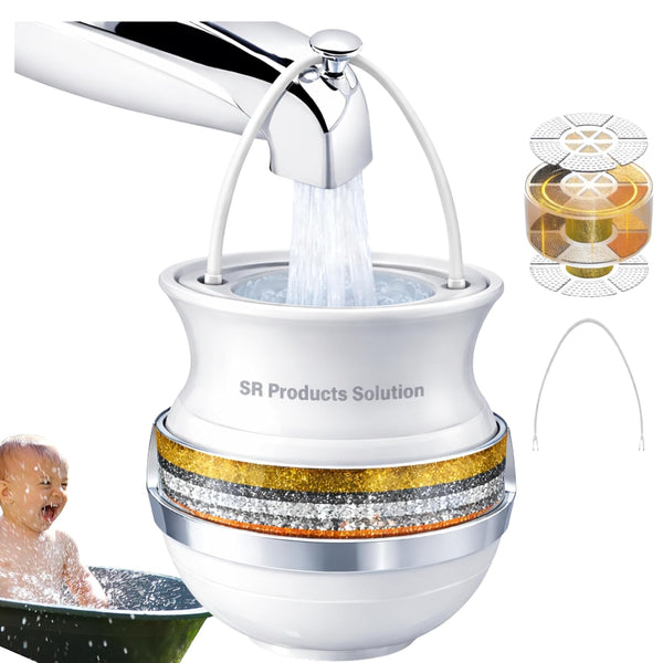 SR Products Solution Bath Filter for Tub,10-Stage Bathroom Sink Filter,2,500 gallons of Filtration,Removes Chlorine, Fluoride