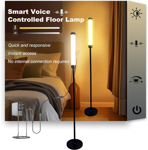 Lallomo Voice-Activated Led Floor Standing Tall Lamp Custom Color Temperature Pole for Adults and Kids Indoor Bedroom