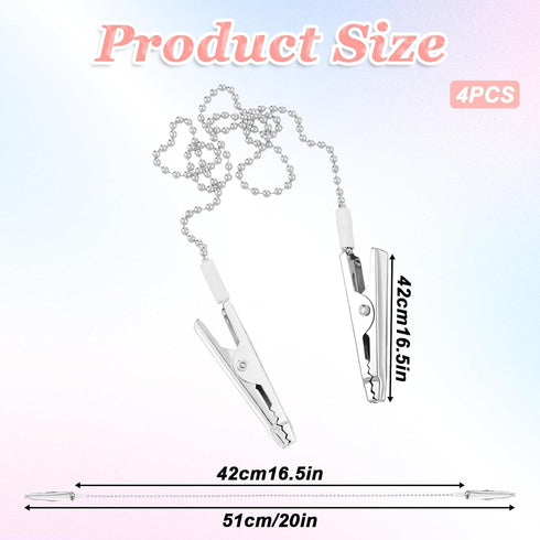 Piriuuo 4 Pcs Bib Holder Clip, Dental Bib Clips Portable Dental Napkin Clip Reusable Napkin Holder Clip Neck Chains