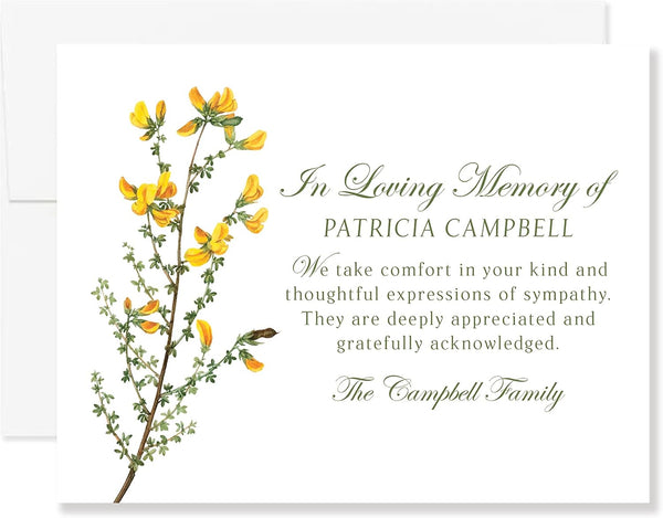 Sympathy Thank You Cards, Personalized 5.5x4.25 Flat Funeral Thank You Cards with
