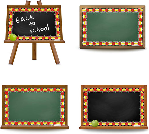 FYSUIMU Back to School Bulletin Board Border Cartoon Pencil Apples Die Cut Trim Border Roll for Classroom Chalkboard