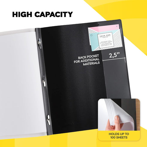 Report Covers with 3-Prong Fasteners, Clear Front Presentation Folders, 10 Set, Plastic, 8.5x11"