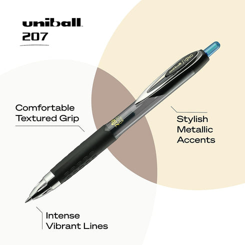 uniball 207 Signo Gel Ultra Micro Gel Pen, Retractable, Extra-Fine 0.38 mm, Blue Ink, Smoke Barrel