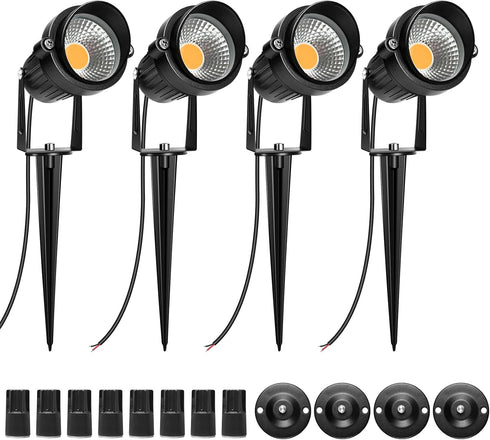 LightingWill 5W LED Landscape Lights, Warm White 3000K-3500K, Waterproof DC 12V COB