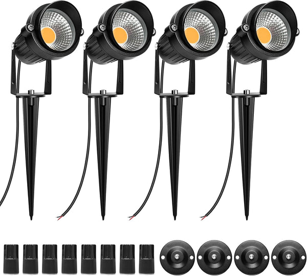 LightingWill 5W LED Landscape Lights, Warm White 3000K-3500K, Waterproof DC 12V COB