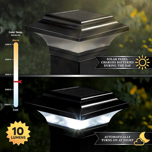 SLO82B 2"x2", 2.25"x2.25", 2.5"x2.5" Classy Caps Imperial Solar Post Cap - Black Fits and Post Sizes, High-Performance