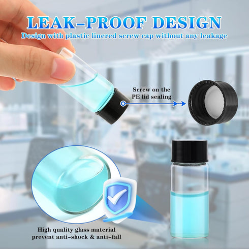 100 Pack 4ml Clear Glass Vials with Screw Caps, Small Liquid Bottle Vials for Essential Oil