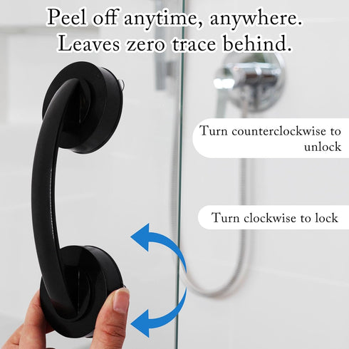 2 Pack Suction Cup Handle for Glass Door, Shower Grab Bar Without Drilling, Non-Marking Pull for Sliding Door Wardrobe