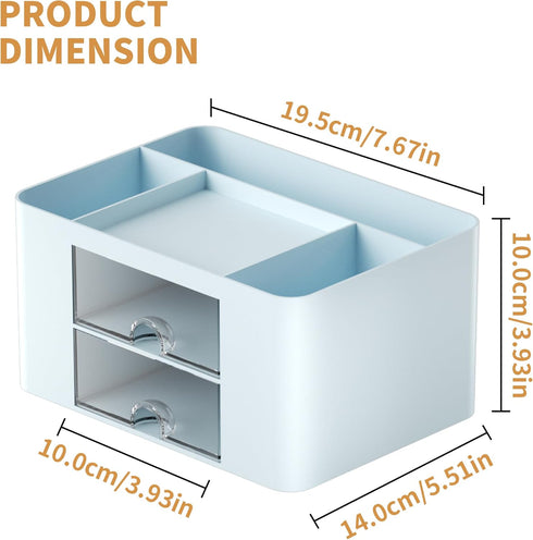 Marbrasse Pen Organizer with 2 Drawers, Multi-Functional Pencil Holder for Desk Accessories