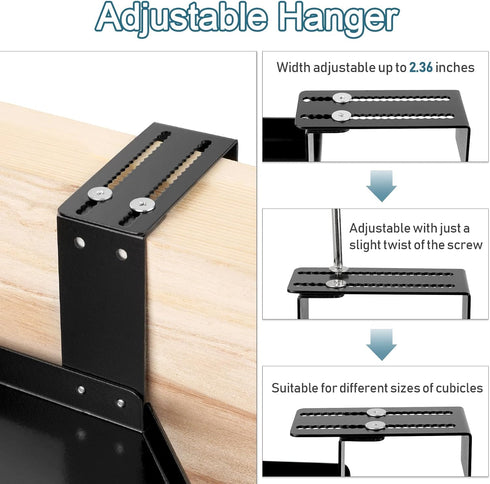 Office Cubicle Shelf, Height Adjustable Storage Organizer with Adjustable Hooks for Cubicle Accessories