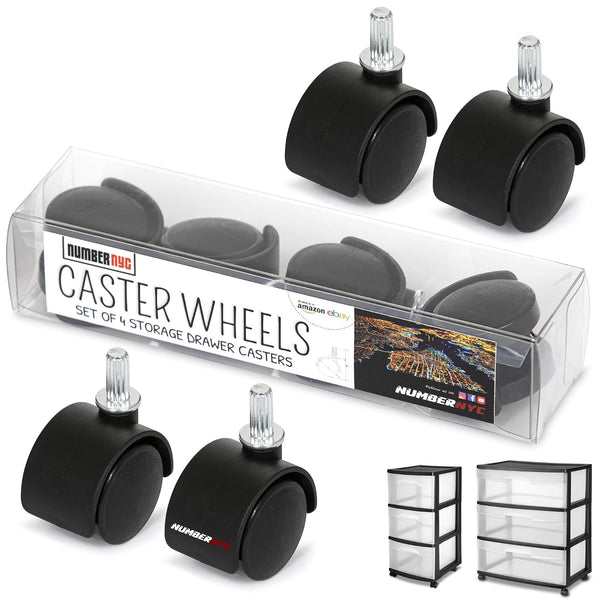 NUMBERNYC 4 Caster Wheels for Sterilite 3 Drawers Carts & Storage Drawer Units
