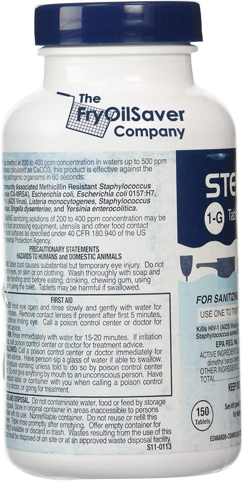 1 (150 Count) Bottle Steramine Sanitizer Tablets - Multi Purpose Steramine Sanitizing Tablets for Food Contact Surfaces