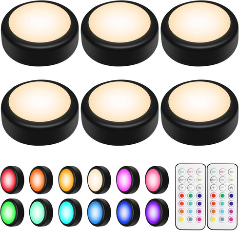BLS LED Puck Lights with Remote Control, Wireless Under Cabinet & Closet