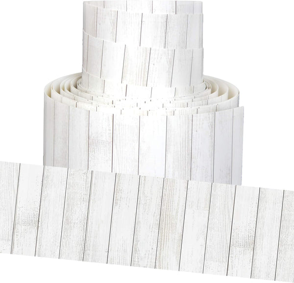 Youngever 52.5 ft Bulletin Board Borders, White Wood Design for Classroom Decoration