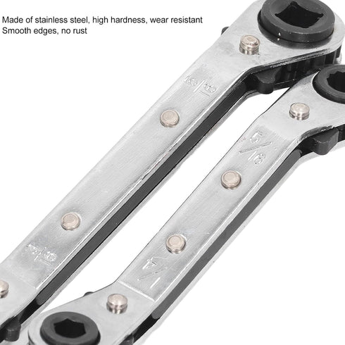 HVAC Service Wrench Set: 3/8 1/4 5/16 Ratchet Wrench with 2 Bit Adapter for Equipment Repair