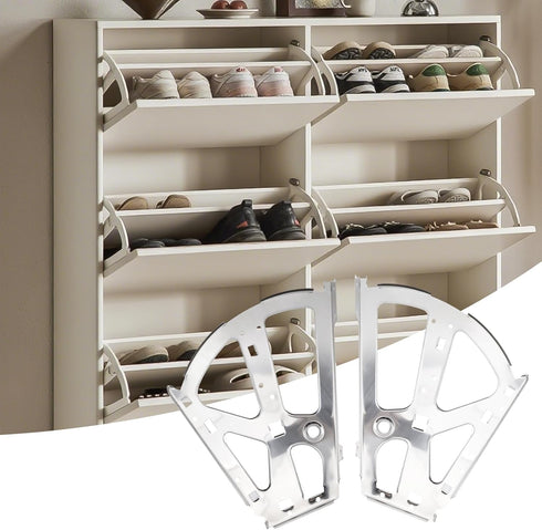 4Pcs 2 Coshar Layers Shoes Drawer Hinges Stainless Steel Fan Shape Shoe Cabinet Rack Flip Frame Replacement Fittings