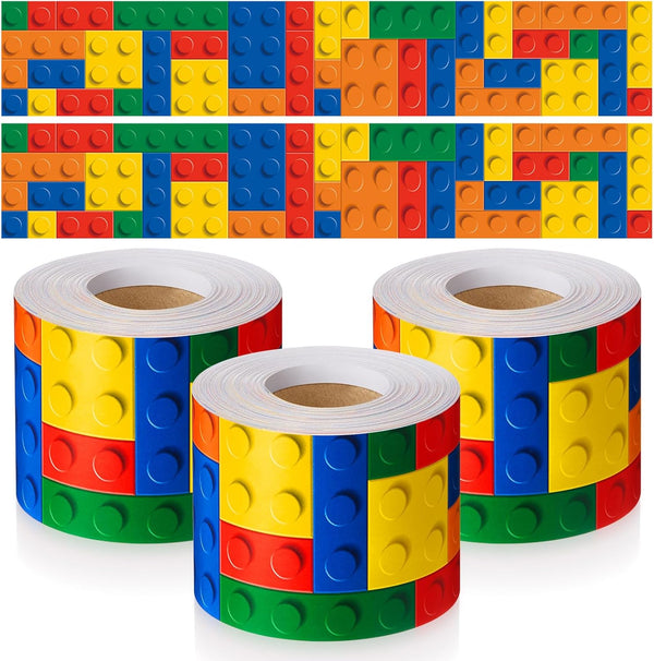 Glenmal 196.8 Feet Building Block Bulletin Board Borders - Colorful Trim for Classroom, Nursery, Chalkboard Decoration