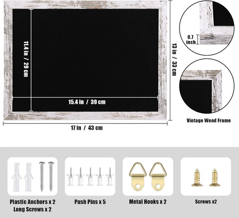 Black Felt Bulletin Board, Bulletin Boards for Walls with Wood Frame, Pin Board Vision Board for Office Home Kitchen and School with Pins, Screws, Anchors(4333,WH,1pc) by Aitakatta