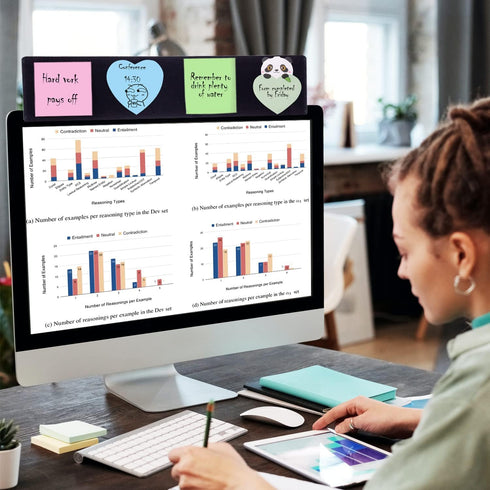 Yocoolfun 2 Pack Mount,18" Black Monitor Memo Board Top Monitor Sticky Note Holder,Sticky Boards,Message Board